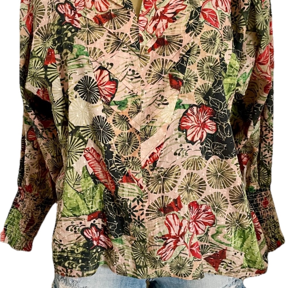 CHUFY My Aussie Days DESERT Flower Print Pleated BOHEMIAN Blouse Peasant TOP S/M - Picture 10 of 16